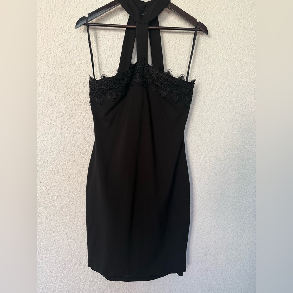 Marciano Black Lace-Trim Halter Style Evening Dress - Picture 2 of 16